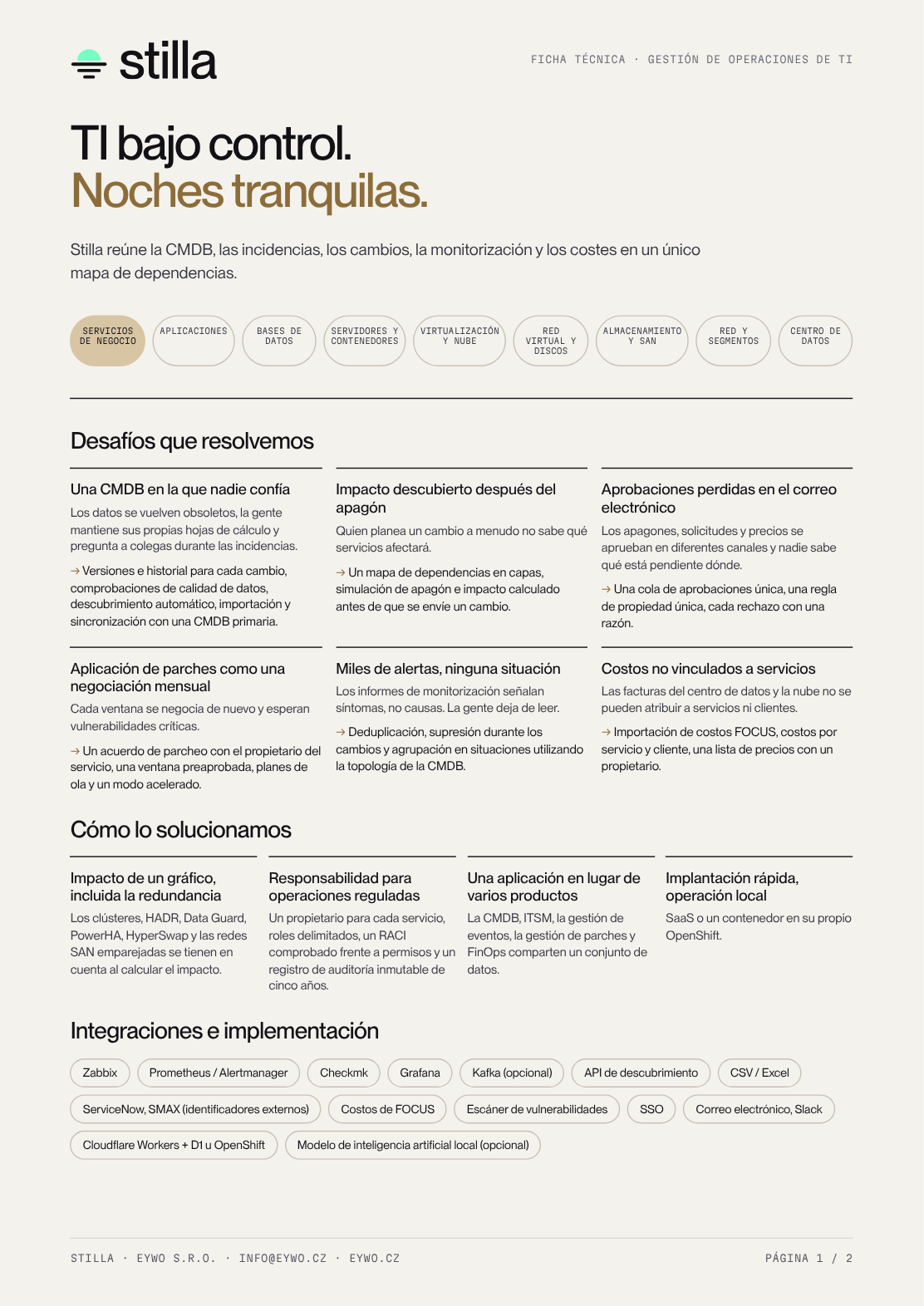 Previsualización de la página uno de la ficha técnica