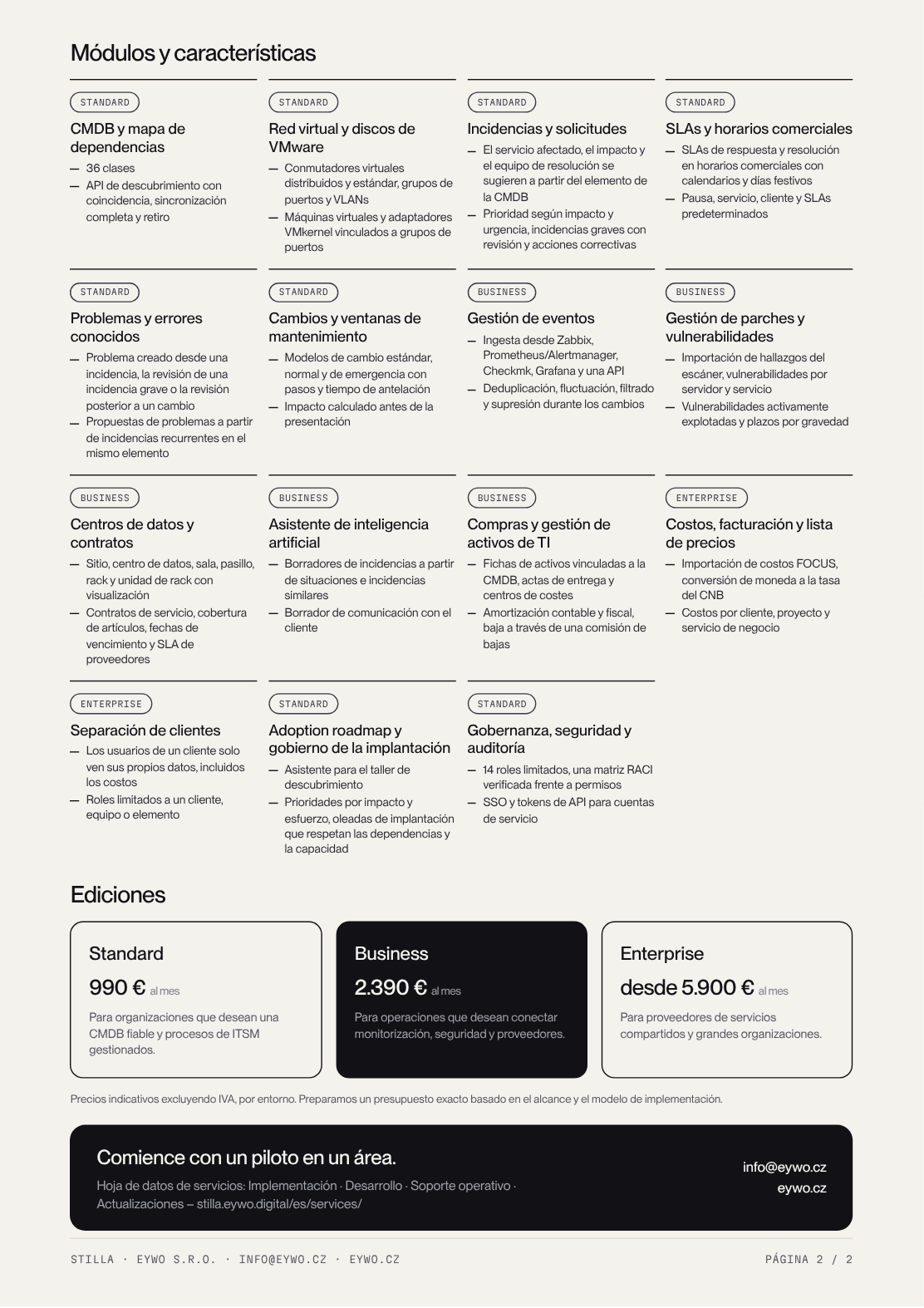 Previsualización de la página dos de la ficha técnica