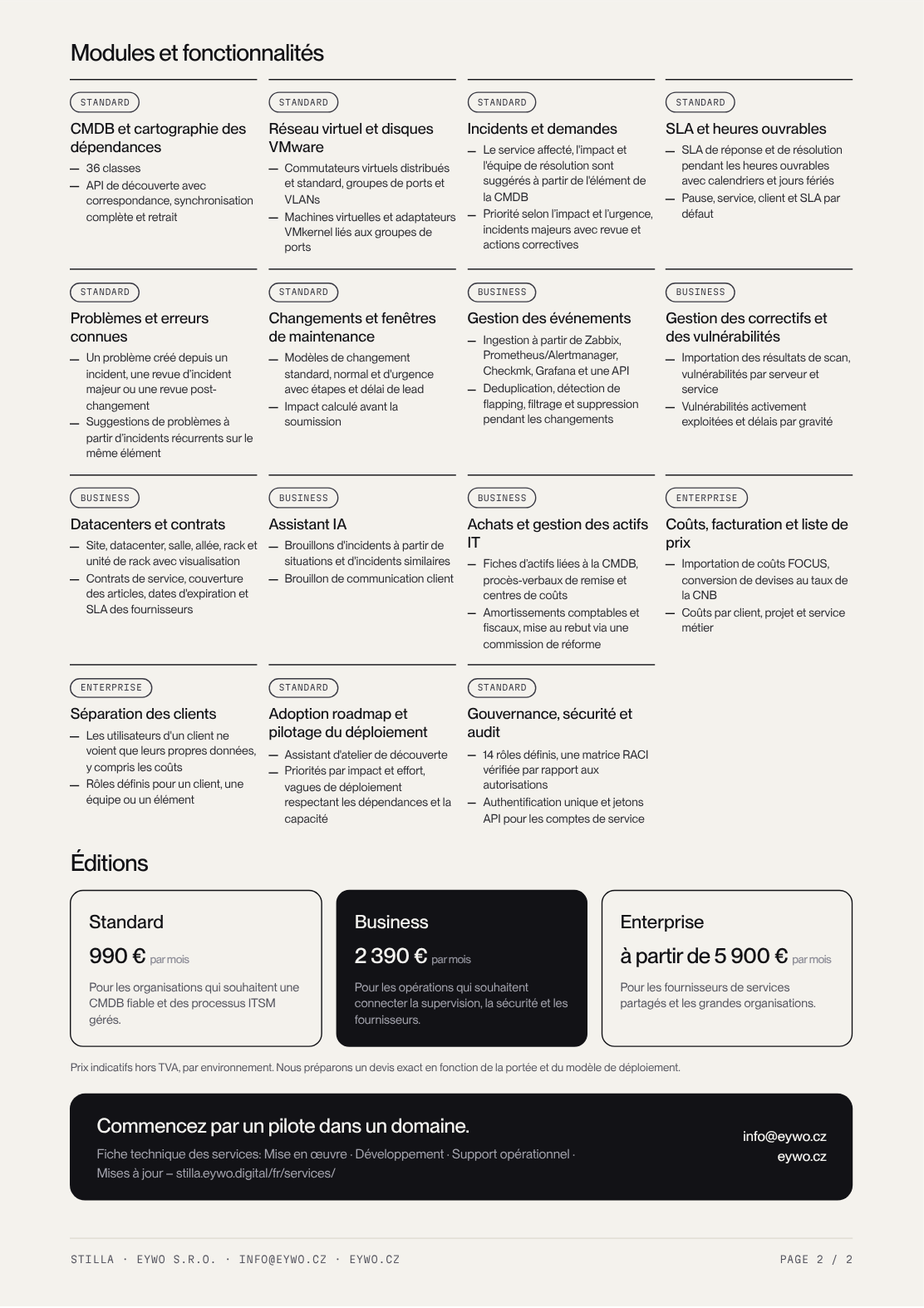 Aperçu de la deuxième page de la fiche technique