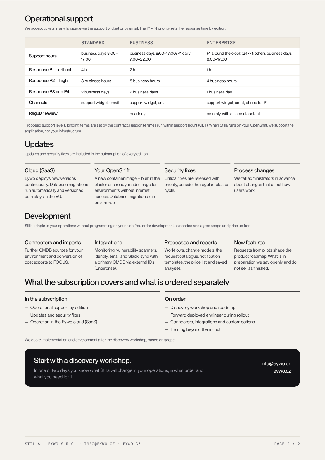 Preview of services datasheet page two