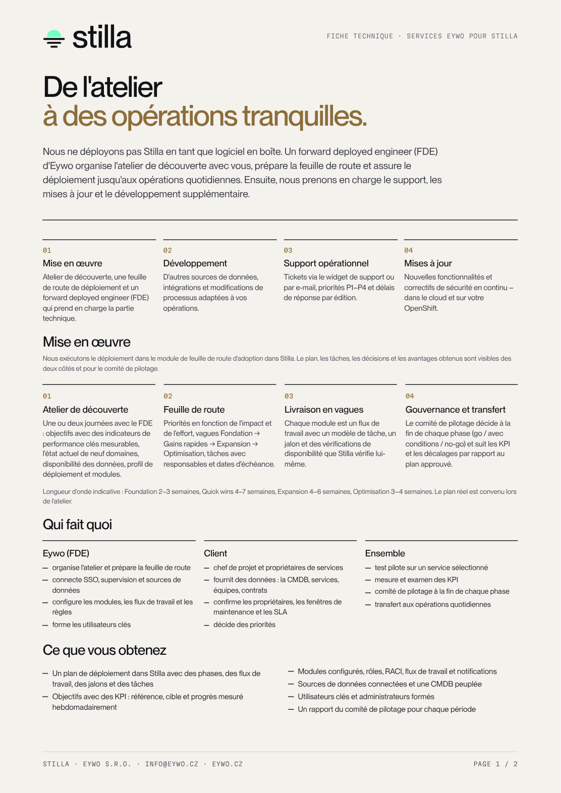 Aperçu de la première page de la fiche technique des services